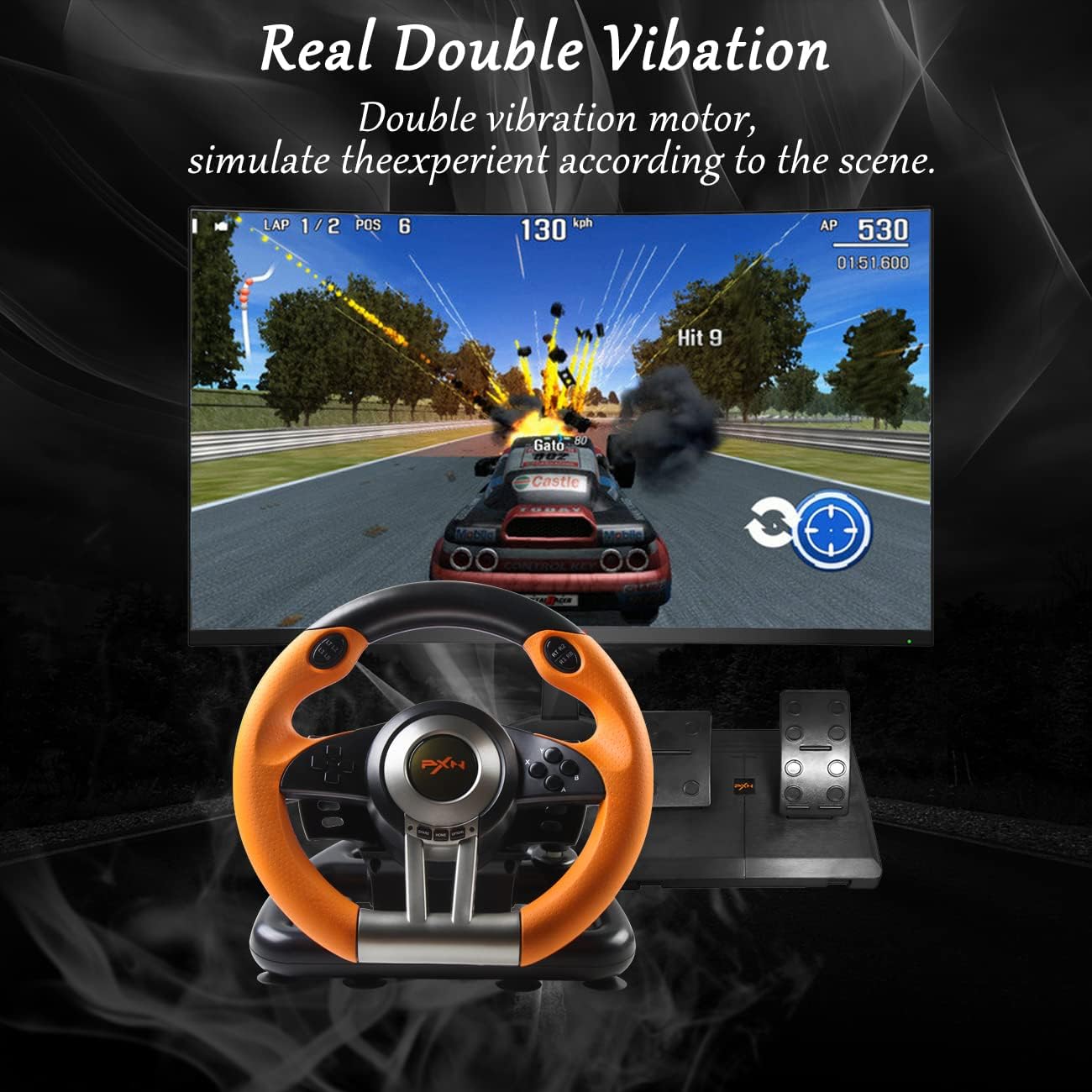 Bilişim Burada PXN V3 Pro Turuncu V3II 180° USB Gaming Direksiyon Seti PS4  PS3, Xbox One, Xbox Series X S, Nintendo Switch ve PC Uyumlu